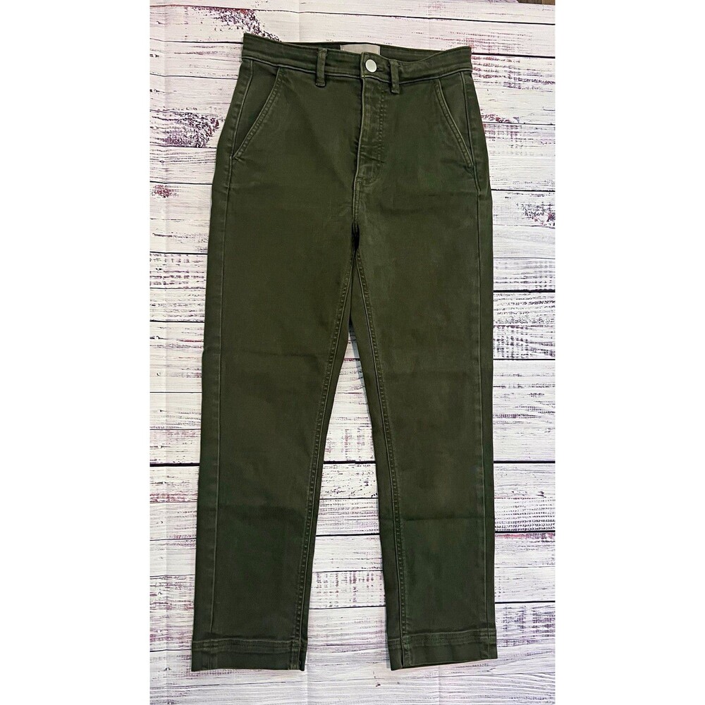Everlane The Slim Leg Crop Olive Green Pants 2